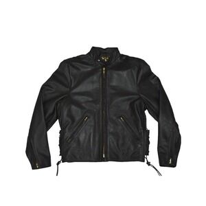 SAN DIEGO LEATHER JACKET FACTORY Black Police Motorcycle USA Made Size 40 S